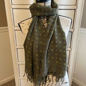 Olive Green Diamond Pattern Scarf